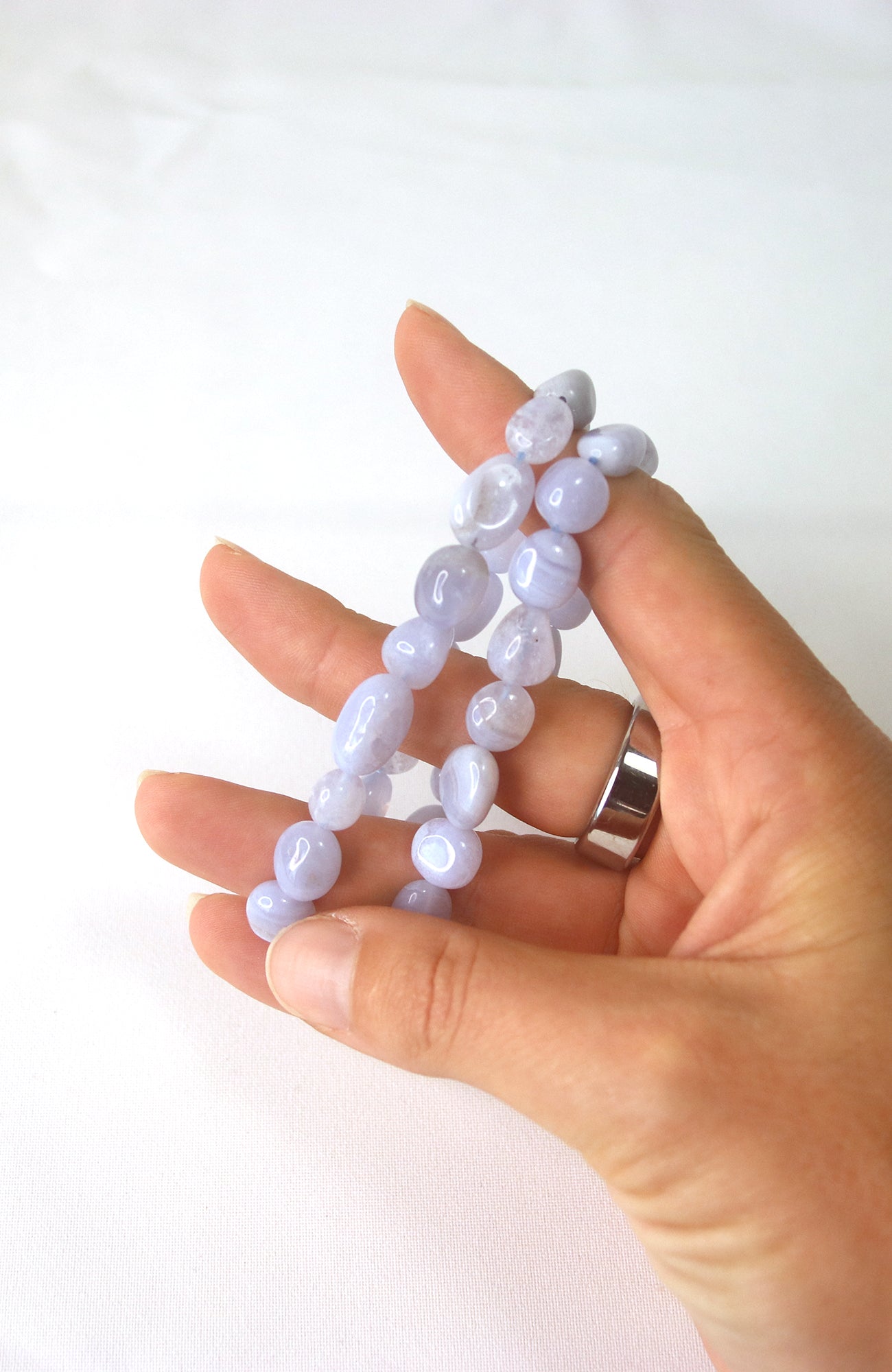 Blue Lace Agate Nugget 8-10mm Bracelet 434
